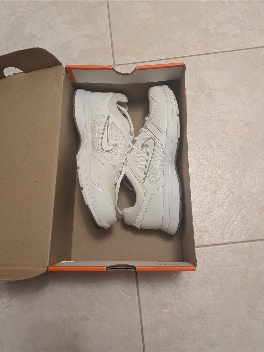 Nike White Sneakers with Silver Swoosh